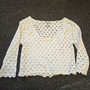 Intimately White Eyelet Fabric Long Sleeve M